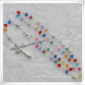 Blue Plastic Cross Bead Rosary (IO-cr231)